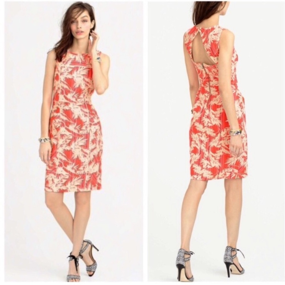 J. Crew ivory & coral floral sleeveless dress size 6